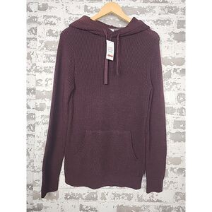 And Now This Hooded Sweater Mens Small‎ Purple Ribbed Pocket